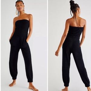 Free People FP Beach Claire One Piece Jumpsuit Sz XS Black
